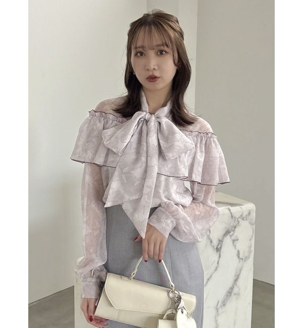 dazzlin「レースフラワーケープボウタイブラウス」|シャツ・ブラウス|