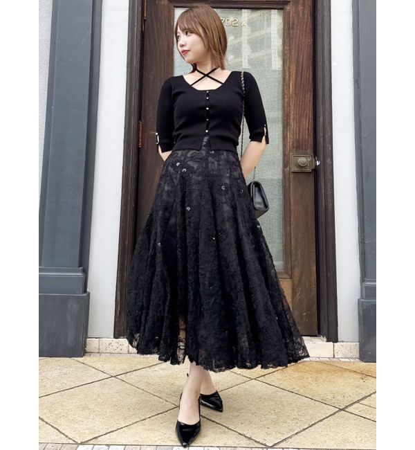 dazzlin「【再生産】スパンコールチュールスカート」|スカート|