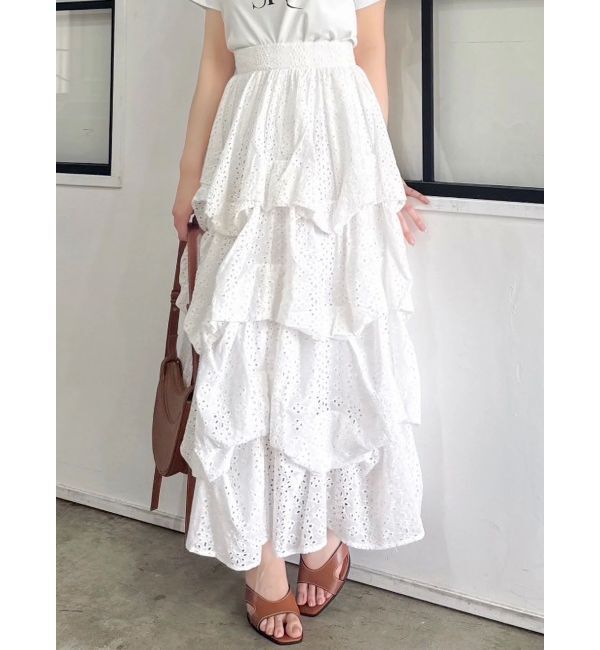 dazzlin「コットンレースバルーンタックスカート」|スカート|オフホワイト