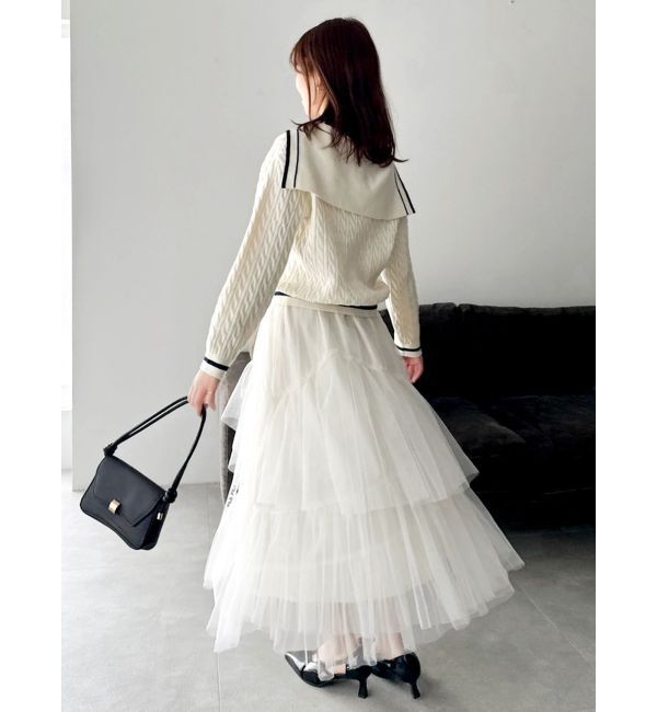 dazzlin「【FILA別注】アシメチュールティアードスカート」|スカート|