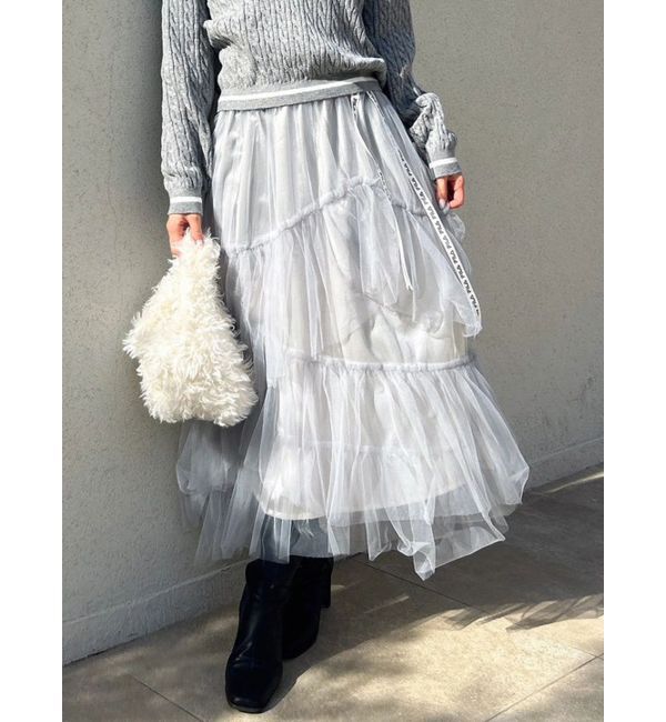 dazzlin「【FILA別注】アシメチュールティアードスカート」|スカート|グレー