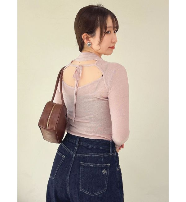 dazzlin「バックオープンスパンコールシアーニットトップス」|ニット・セーター|