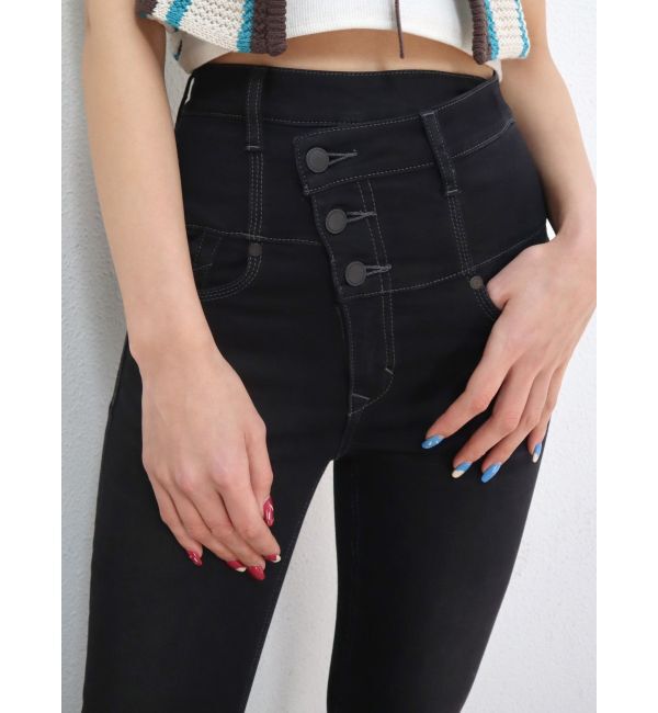 EMODA「アシンメトリーマークハイウエストパギンス」|デニム|