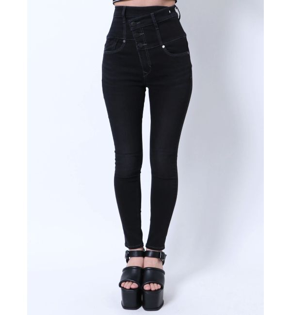 EMODA「アシンメトリーマークハイウエストパギンス」|デニム|