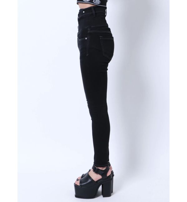 EMODA「アシンメトリーマークハイウエストパギンス」|デニム|