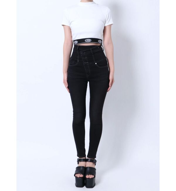 EMODA「アシンメトリーマークハイウエストパギンス」|デニム|