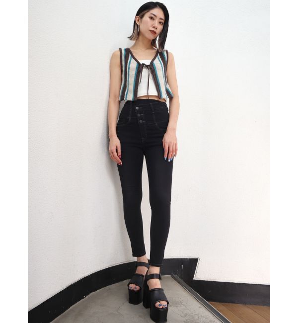 EMODA「アシンメトリーマークハイウエストパギンス」|デニム|