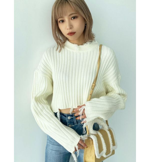 EMODA「CURVE SLEEVE CRASH KNIT」|ニット・セーター|