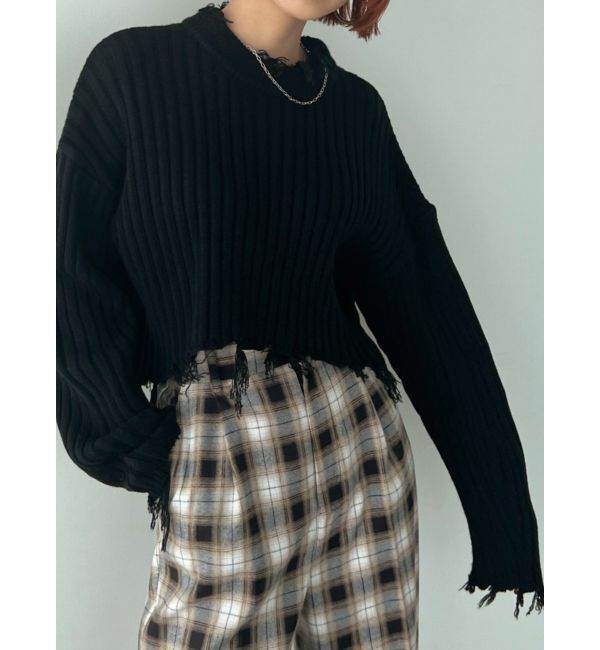 EMODA「CURVE SLEEVE CRASH KNIT」|ニット・セーター|