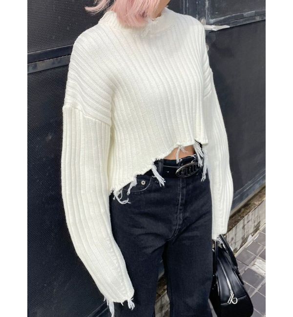 EMODA「CURVE SLEEVE CRASH KNIT」|ニット・セーター|