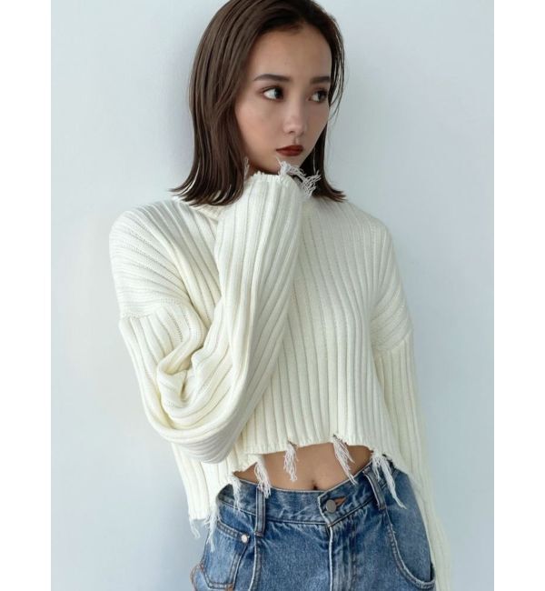 EMODA「CURVE SLEEVE CRASH KNIT」|ニット・セーター|