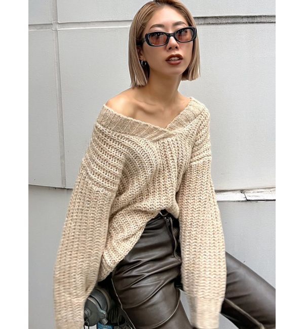 EMODA「バルキールーズVニット」|ニット・セーター|ベージュ
