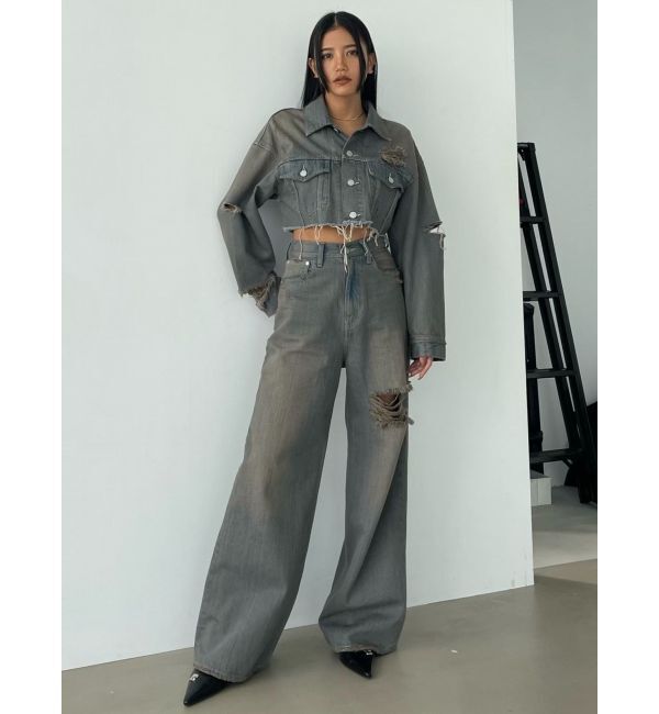 EMODA「Wスリットカットオフデニムジャケット」|ブルゾン・スタジャン|