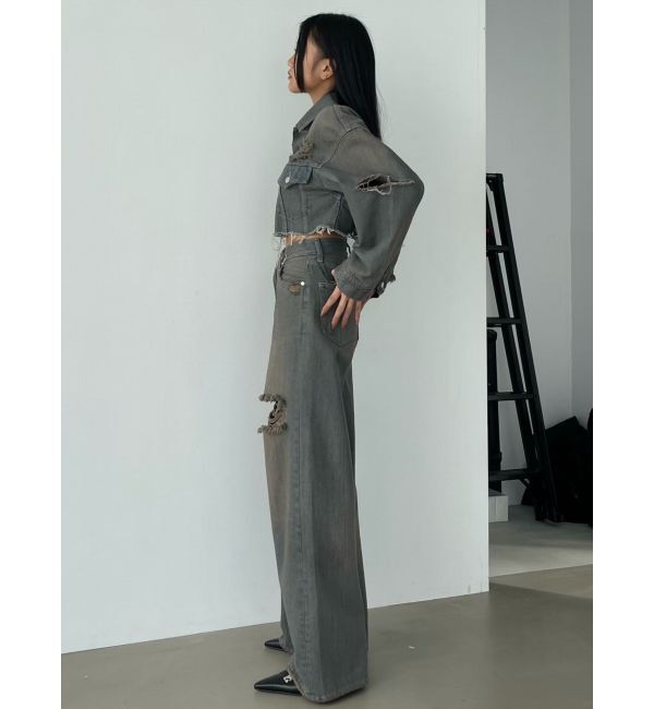 EMODA「Wスリットカットオフデニムジャケット」|ブルゾン・スタジャン|