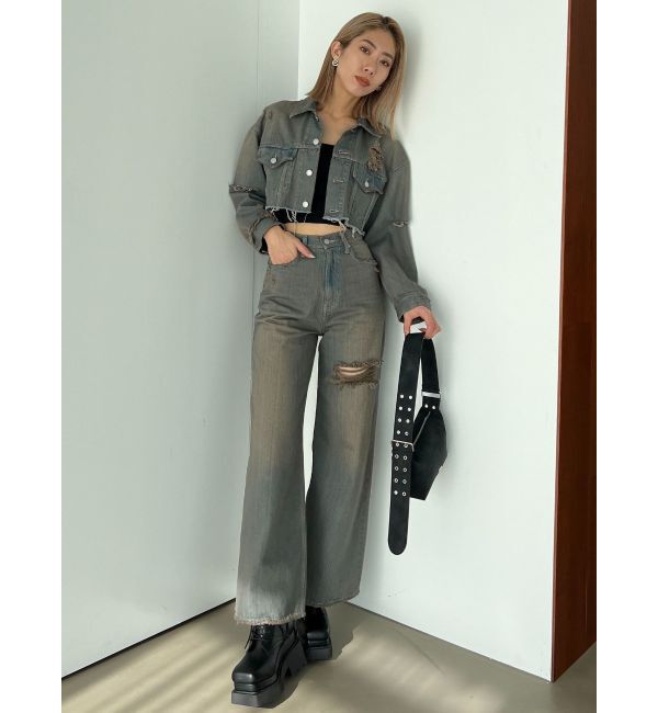 EMODA「Wスリットカットオフデニムジャケット」|ブルゾン・スタジャン|