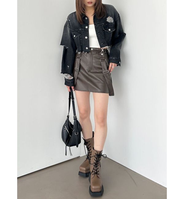 EMODA「Wスリットカットオフデニムジャケット」|ブルゾン・スタジャン|