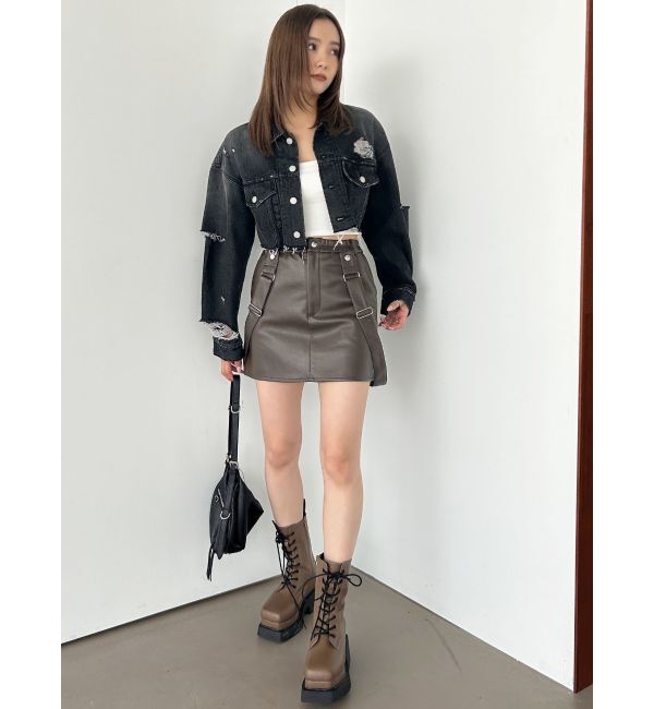 EMODA「Wスリットカットオフデニムジャケット」|ブルゾン・スタジャン|