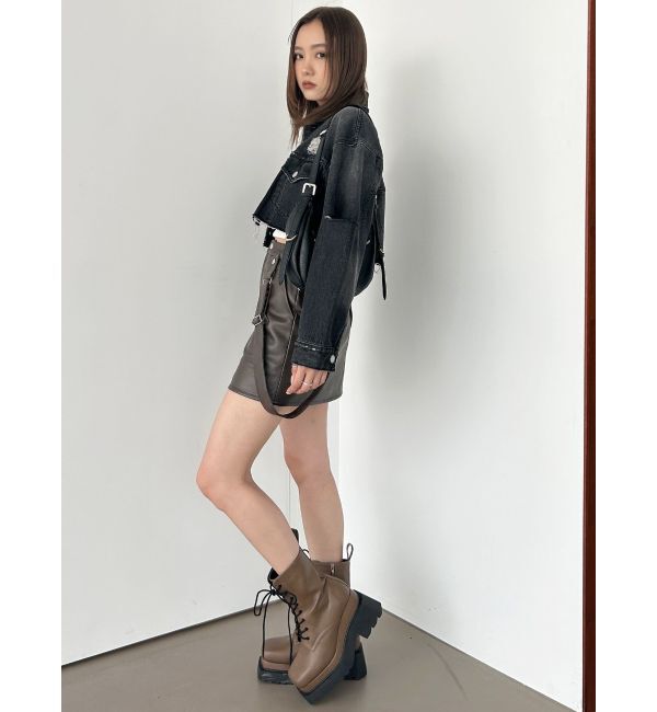 EMODA「Wスリットカットオフデニムジャケット」|ブルゾン・スタジャン|