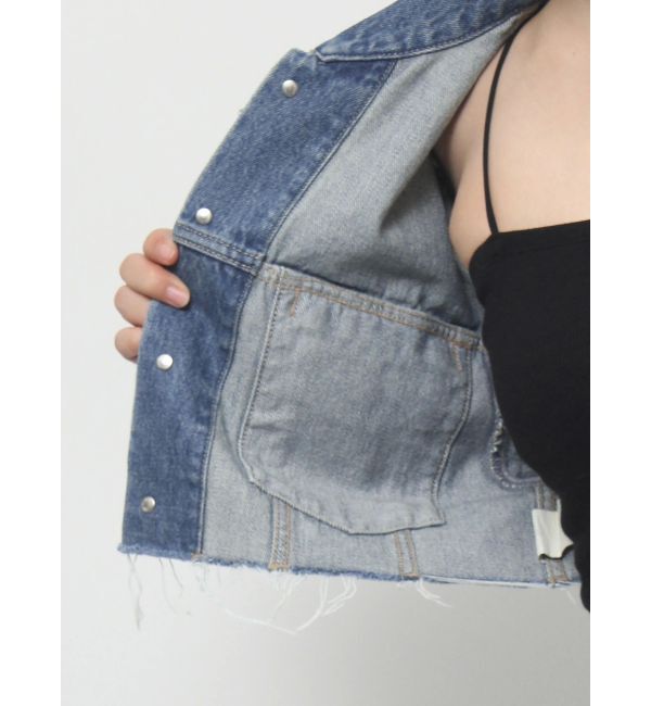 EMODA「Wスリットカットオフデニムジャケット」|ブルゾン・スタジャン|