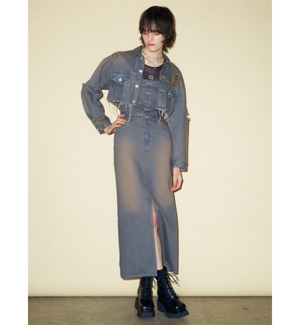 EMODA「Wスリットカットオフデニムジャケット」|ブルゾン・スタジャン|