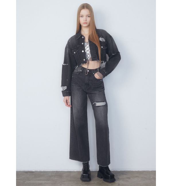 EMODA「Wスリットカットオフデニムジャケット」|ブルゾン・スタジャン|