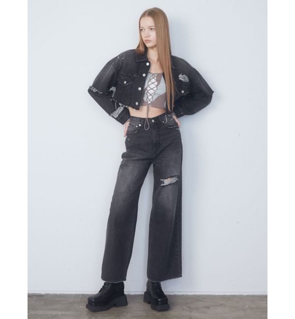 EMODA「Wスリットカットオフデニムジャケット」|ブルゾン・スタジャン|