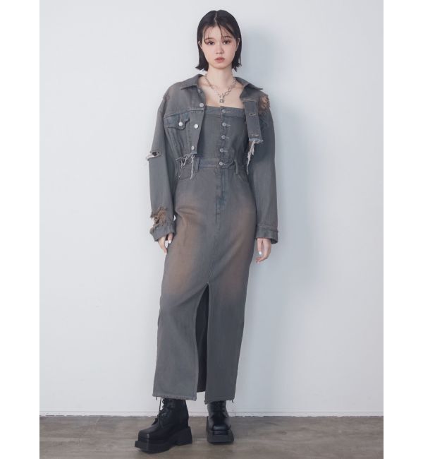 EMODA「Wスリットカットオフデニムジャケット」|ブルゾン・スタジャン|