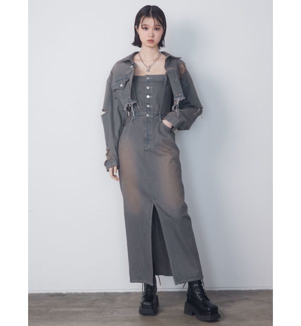 EMODA「Wスリットカットオフデニムジャケット」|ブルゾン・スタジャン|