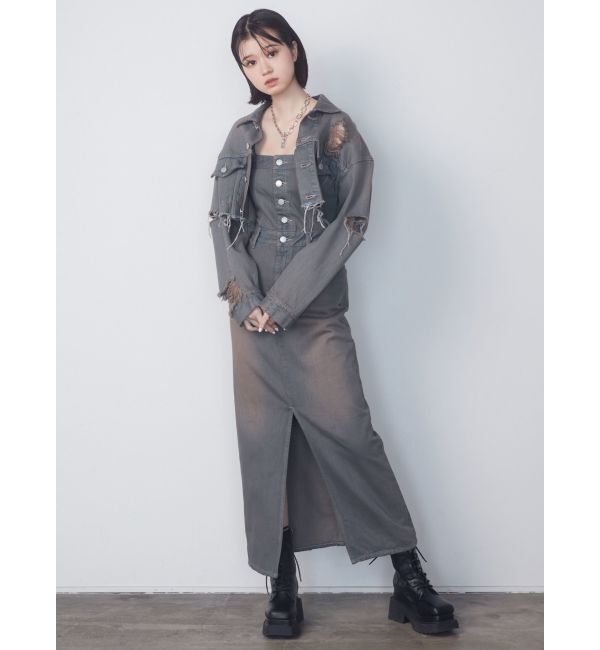 EMODA「Wスリットカットオフデニムジャケット」|ブルゾン・スタジャン|