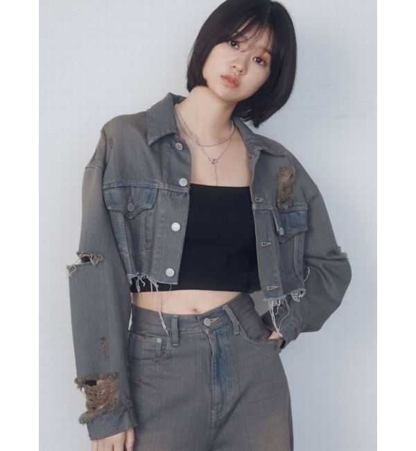 EMODA「Wスリットカットオフデニムジャケット」|ブルゾン・スタジャン|