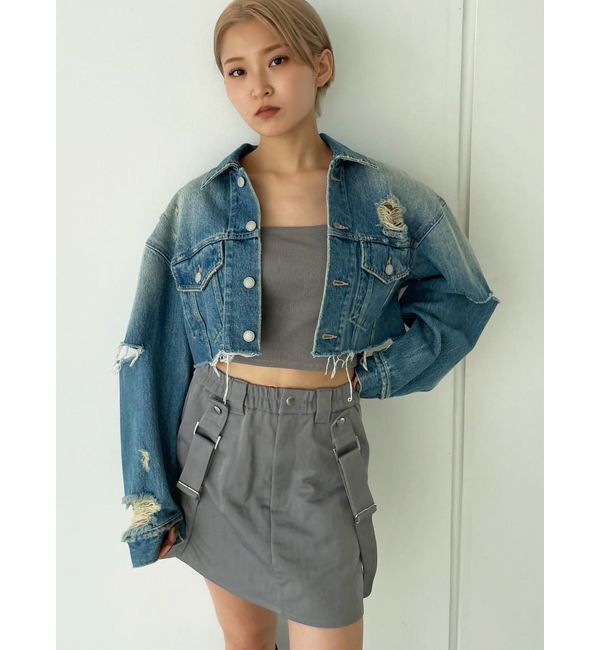 EMODA「Wスリットカットオフデニムジャケット」|ブルゾン・スタジャン|