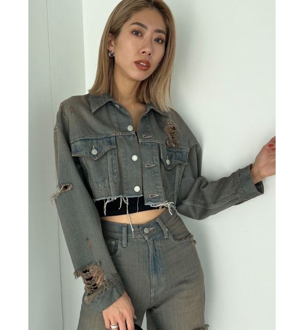 EMODA「Wスリットカットオフデニムジャケット」|ブルゾン・スタジャン|
