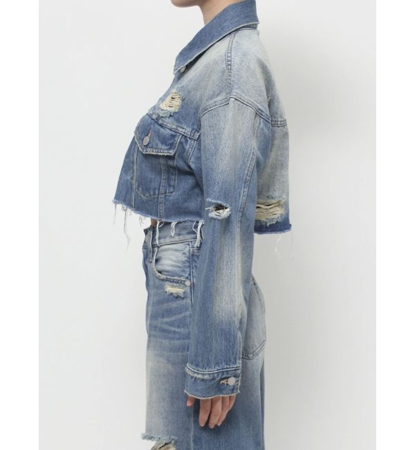 EMODA「Wスリットカットオフデニムジャケット」|ブルゾン・スタジャン|