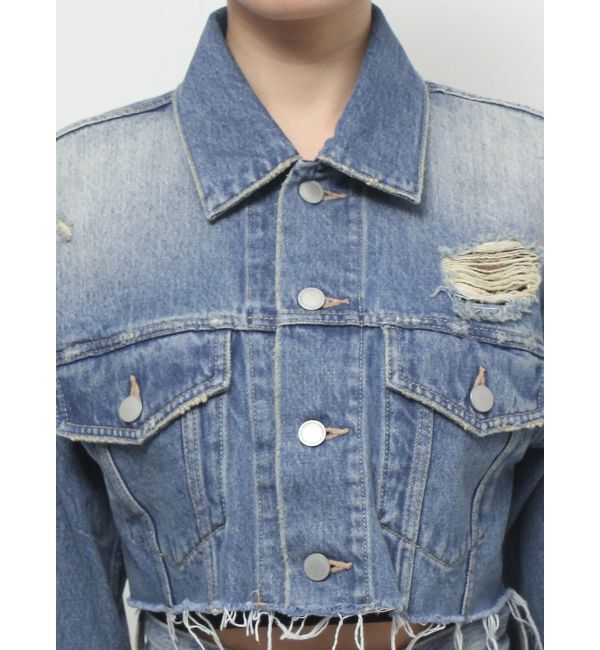 EMODA「Wスリットカットオフデニムジャケット」|ブルゾン・スタジャン|