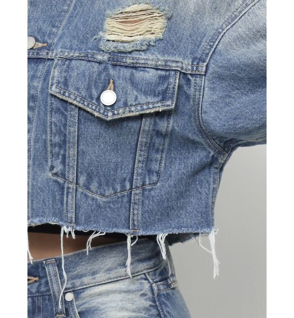 EMODA「Wスリットカットオフデニムジャケット」|ブルゾン・スタジャン|