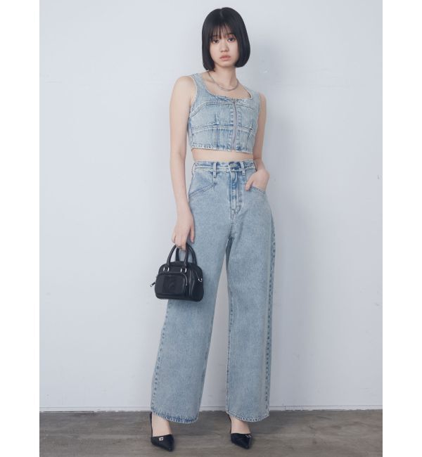 EMODA「ベルトフリンジジャストウエストジーンズ」|デニム|