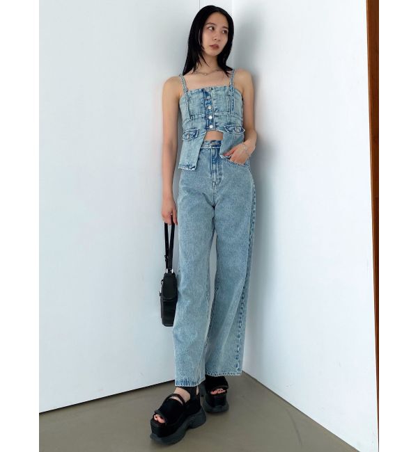 EMODA「ベルトフリンジジャストウエストジーンズ」|デニム|