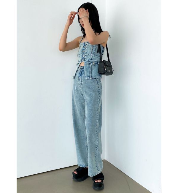 EMODA「ベルトフリンジジャストウエストジーンズ」|デニム|