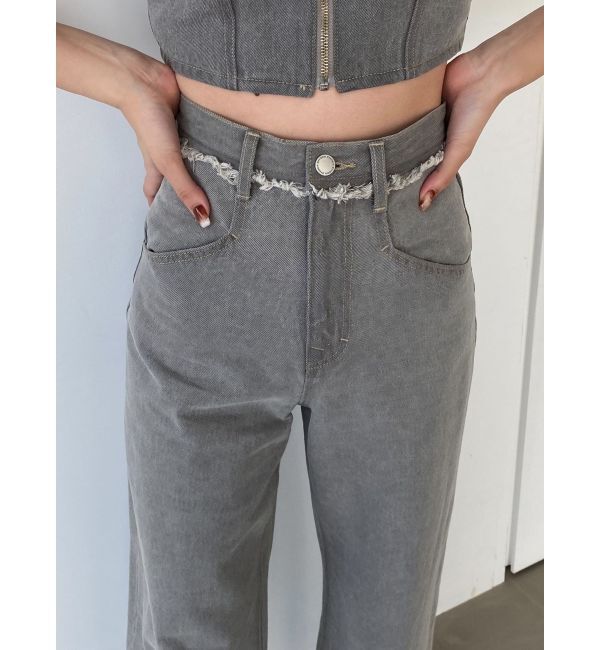 EMODA「ベルトフリンジジャストウエストジーンズ」|デニム|