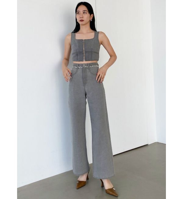 EMODA「ベルトフリンジジャストウエストジーンズ」|デニム|