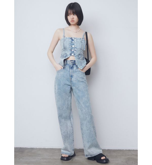 EMODA「ベルトフリンジジャストウエストジーンズ」|デニム|