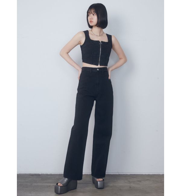 EMODA「ベルトフリンジジャストウエストジーンズ」|デニム|