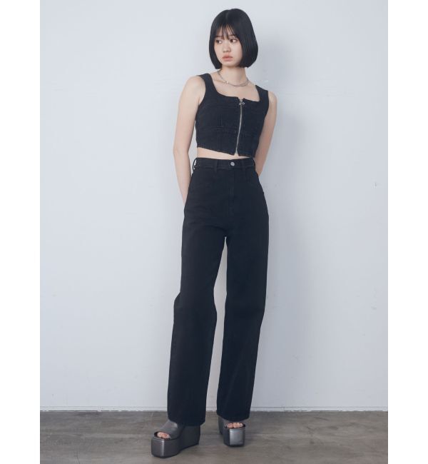 EMODA「ベルトフリンジジャストウエストジーンズ」|デニム|