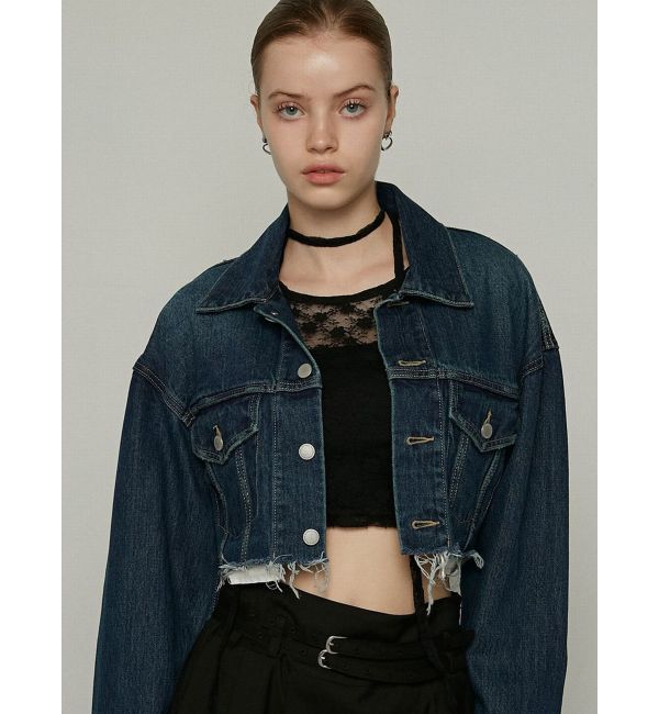 EMODA「カットオフクロップドデニムジャケット」|デニムジャケット|ブルー