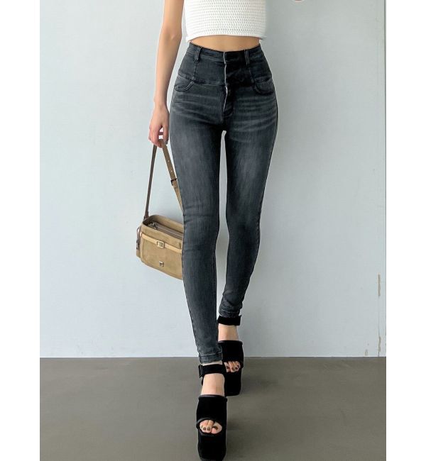 EMODA「【ELDER】FIX ハイウエストデニム」|デニム|グレー