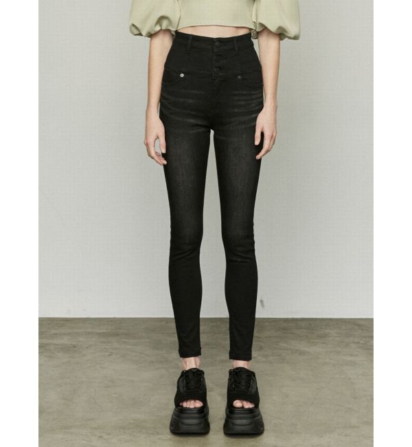 EMODA「【ELDER】FIX ハイウエストデニム」|デニム|ブラック