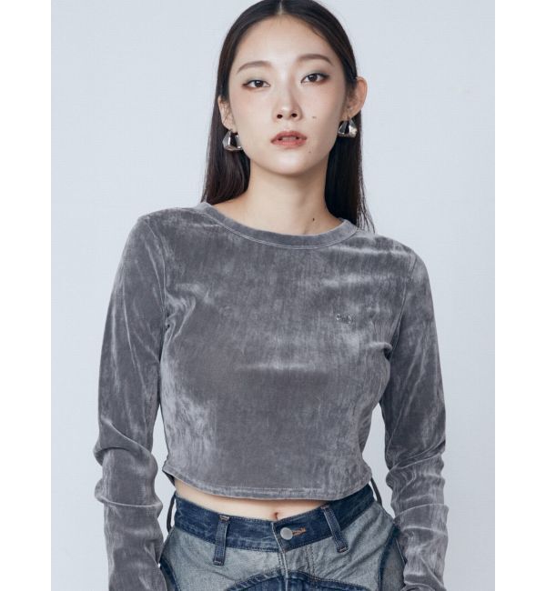 EMODA「シアーベロアプレートトップ」|Tシャツ・カットソー|グレー