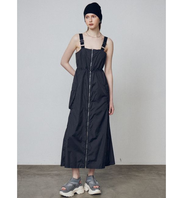 EMODA「ショルダーベルトナイロンマキシワンピース」|ワンピース|ブラック