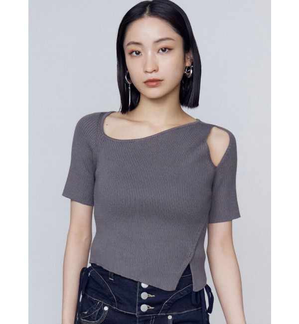 EMODA「スキンラインショートスリーブニット」|ニット・セーター|グレー