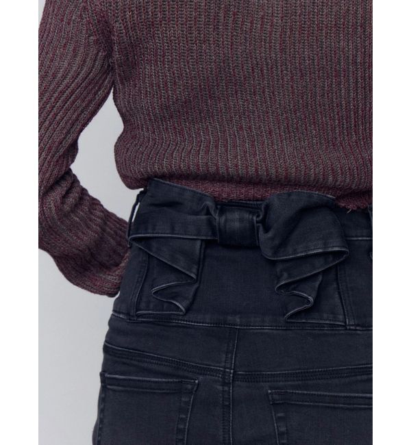 EMODA「バックリボンフレアハイウエストパギンス」|デニム|